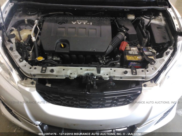 2T1KU4EE2AC363061 - 2010 TOYOTA COROLLA MATRIX  SILVER photo 10