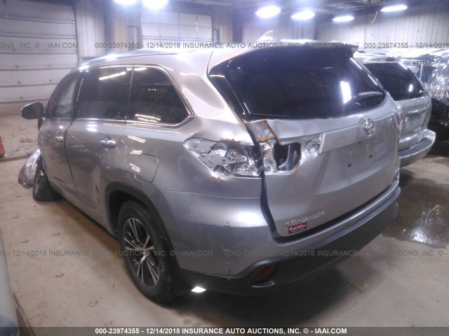 5TDJKRFH3GS254003 - 2016 TOYOTA HIGHLANDER XLE SILVER photo 3