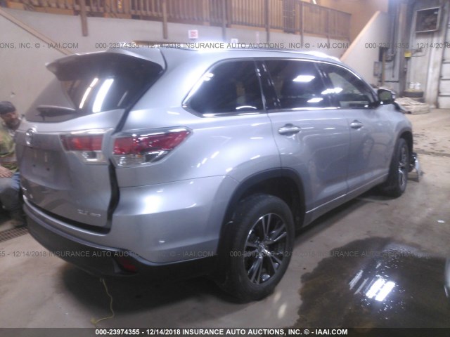 5TDJKRFH3GS254003 - 2016 TOYOTA HIGHLANDER XLE SILVER photo 4