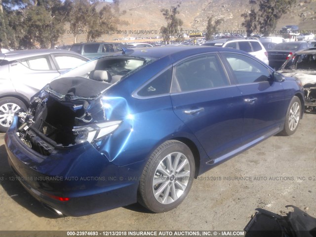 5NPE34AF7HH525448 - 2017 HYUNDAI SONATA SPORT/LIMITED BLUE photo 4