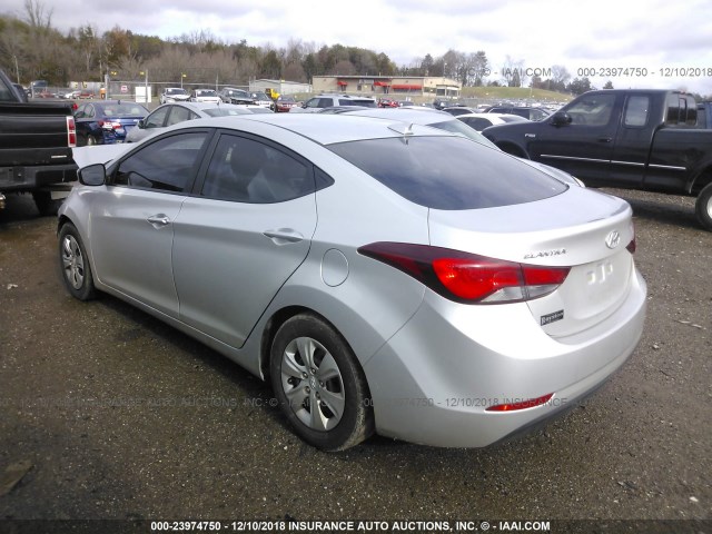 5NPDH4AE3GH743308 - 2016 HYUNDAI ELANTRA SE/SPORT/LIMITED SILVER photo 3