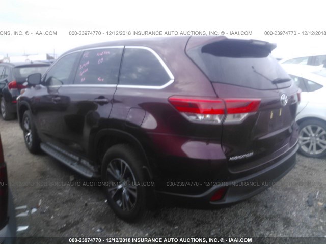 5TDZARFH5JS037730 - 2018 TOYOTA HIGHLANDER LE MAROON photo 3