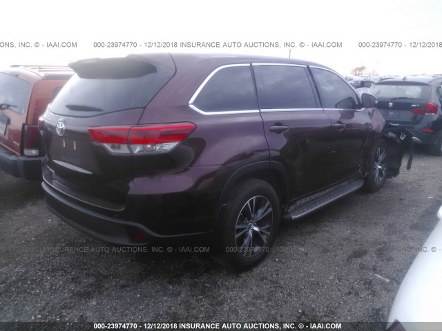 5TDZARFH5JS037730 - 2018 TOYOTA HIGHLANDER LE MAROON photo 4