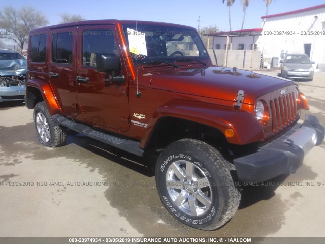 1C4BJWEGXEL276593 - 2014 JEEP WRANGLER UNLIMITE SAHARA ORANGE photo 1