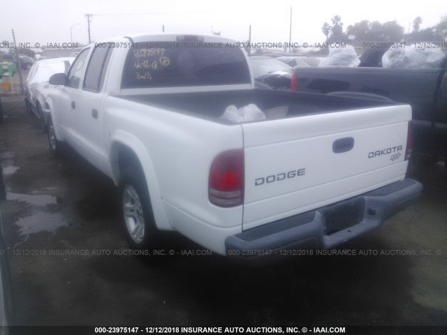 1D7HL38X33S275230 - 2003 DODGE DAKOTA QUAD SPORT WHITE photo 3