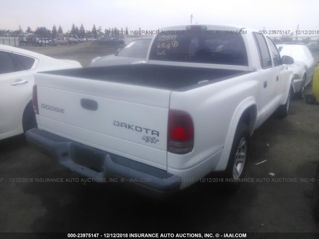 1D7HL38X33S275230 - 2003 DODGE DAKOTA QUAD SPORT WHITE photo 4