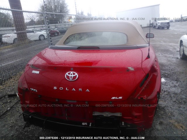 4T1FA38P98U145208 - 2008 TOYOTA CAMRY SOLARA SE/SLE/SPORT RED photo 6