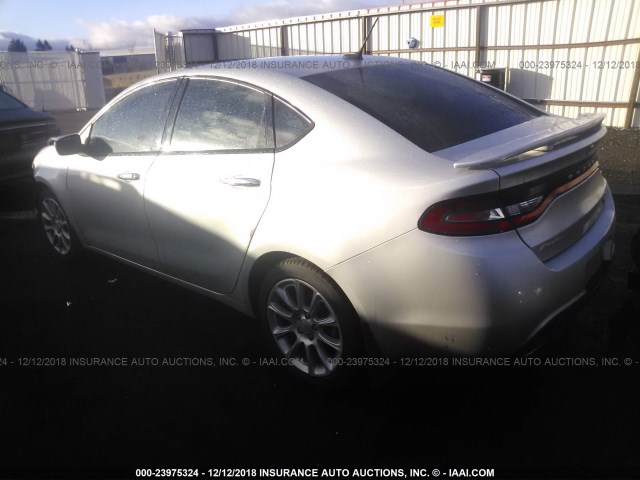 1C3CDFCH2DD320428 - 2013 DODGE DART LIMITED/R/T SILVER photo 3