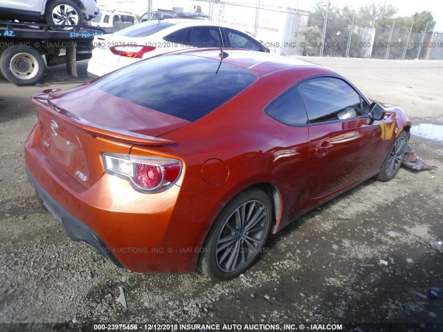 JF1ZNAA12D2707784 - 2013 TOYOTA SCION FR-S ORANGE photo 4