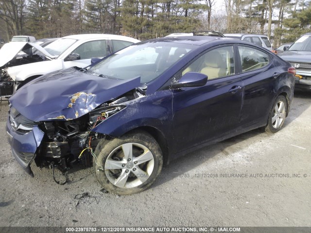 5NPDH4AE2DH376526 - 2013 HYUNDAI ELANTRA GLS/LIMITED BLUE photo 2