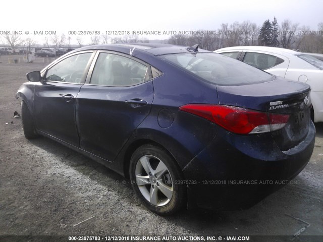 5NPDH4AE2DH376526 - 2013 HYUNDAI ELANTRA GLS/LIMITED BLUE photo 3