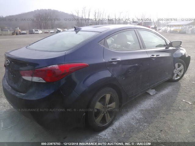 5NPDH4AE2DH376526 - 2013 HYUNDAI ELANTRA GLS/LIMITED BLUE photo 4