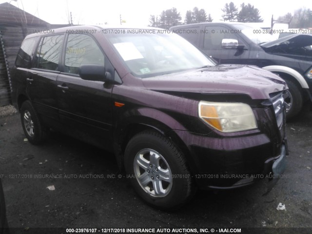 2HKYF18187H535644 - 2007 HONDA PILOT LX PURPLE photo 1