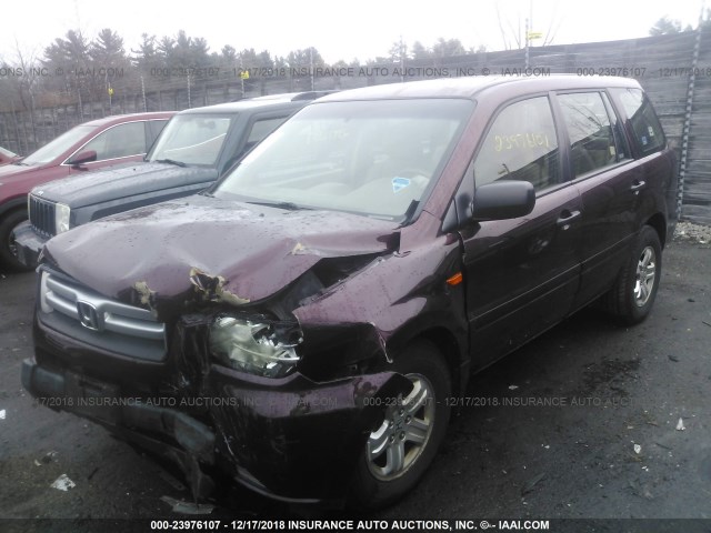 2HKYF18187H535644 - 2007 HONDA PILOT LX PURPLE photo 2