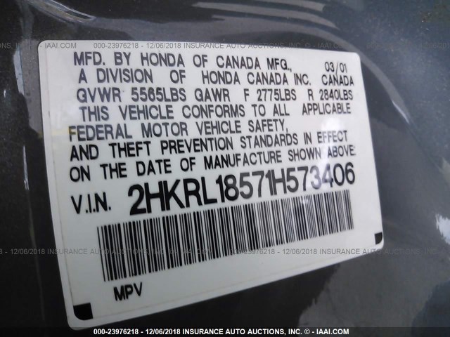 2HKRL18571H573406 - 2001 HONDA ODYSSEY LX GRAY photo 9