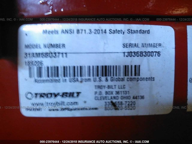 123456 - 2018 TROY BILT SNOWBLOWER  RED photo 9