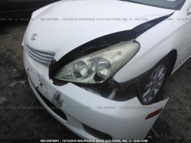 JTHBA30GX45050710 - 2004 LEXUS ES 330 WHITE photo 6