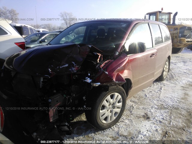 2C4RDGBG2FR616893 - 2015 DODGE GRAND CARAVAN SE RED photo 2