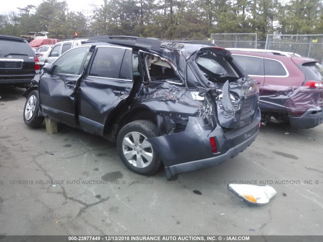 4S4BRBCC6B3412386 - 2011 SUBARU OUTBACK 2.5I PREMIUM GRAY photo 3