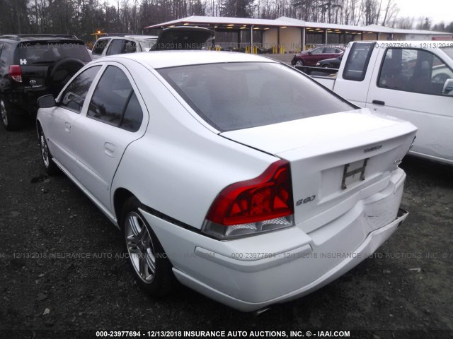 YV1RS592462552871 - 2006 VOLVO S60 2.5T WHITE photo 3