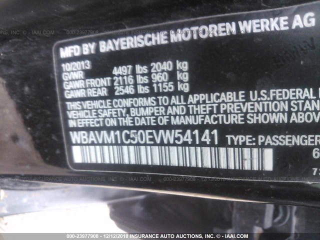 WBAVM1C50EVW54141 - 2014 BMW X1 SDRIVE28I BLACK photo 9