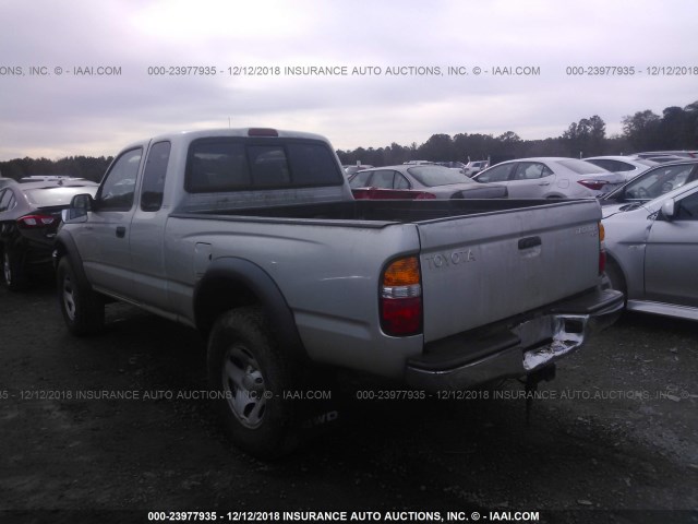 5TEWM72N63Z212485 - 2003 TOYOTA TACOMA XTRACAB SILVER photo 3