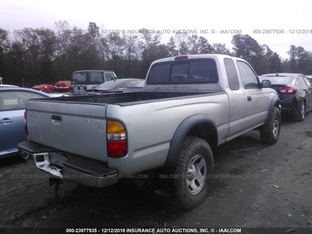 5TEWM72N63Z212485 - 2003 TOYOTA TACOMA XTRACAB SILVER photo 4