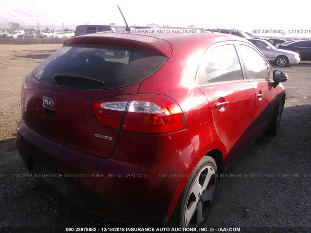 KNADN5A36D6255504 - 2013 KIA RIO EX/SX RED photo 4