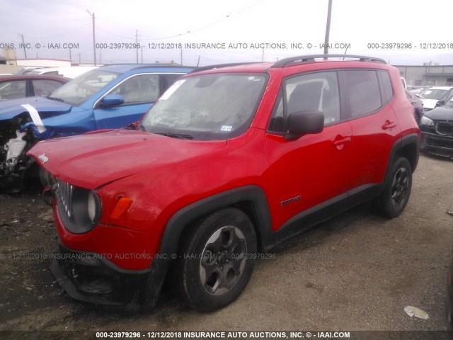 ZACCJAAB4HPE78458 - 2017 JEEP RENEGADE SPORT RED photo 2