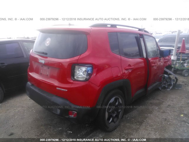 ZACCJAAB4HPE78458 - 2017 JEEP RENEGADE SPORT RED photo 4