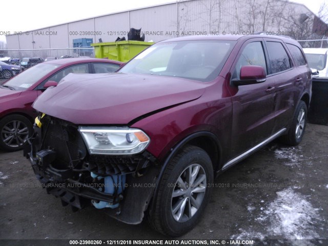 1C4RDJDG9EC585806 - 2014 DODGE DURANGO LIMITED MAROON photo 2