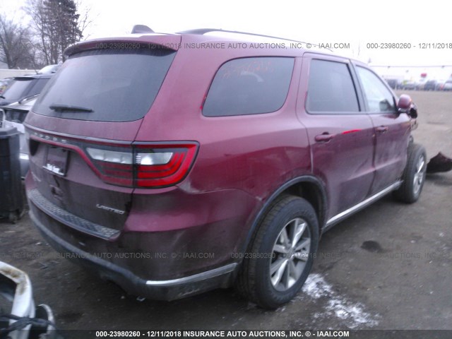 1C4RDJDG9EC585806 - 2014 DODGE DURANGO LIMITED MAROON photo 4