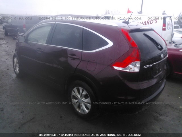 5J6RM4H7XDL015611 - 2013 HONDA CR-V EXL BURGUNDY photo 3