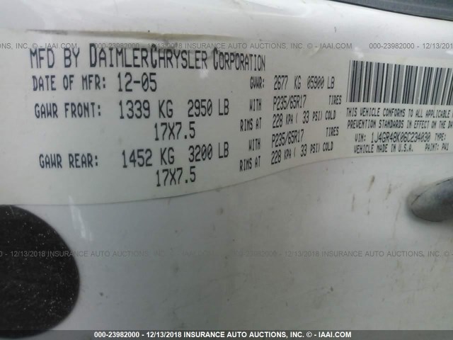 1J4GR48K06C234030 - 2006 JEEP GRAND CHEROKEE LAREDO/COLUMBIA/FREEDOM 白色 照片 9