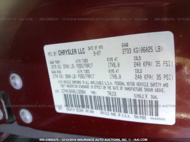 1D7HA16K08J132864 - 2008 DODGE RAM 1500 ST RED photo 9