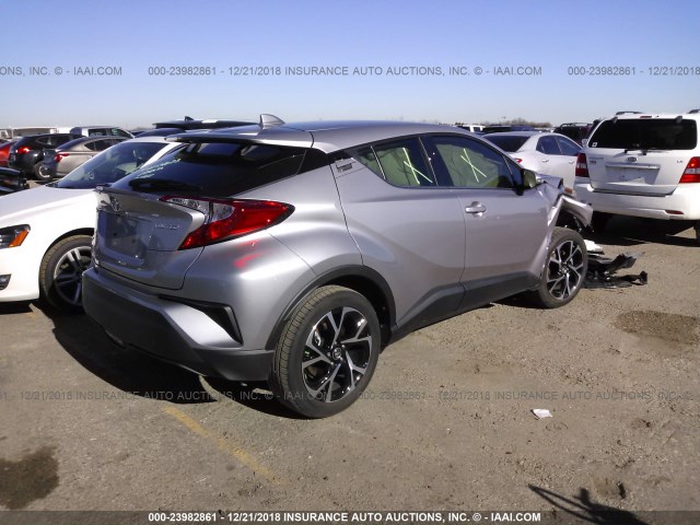 JTNKHMBX7K1015297 - 2019 TOYOTA C-HR XLE/LE/LIMITED SILVER photo 4