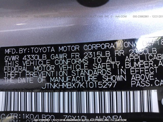 JTNKHMBX7K1015297 - 2019 TOYOTA C-HR XLE/LE/LIMITED SILVER photo 9