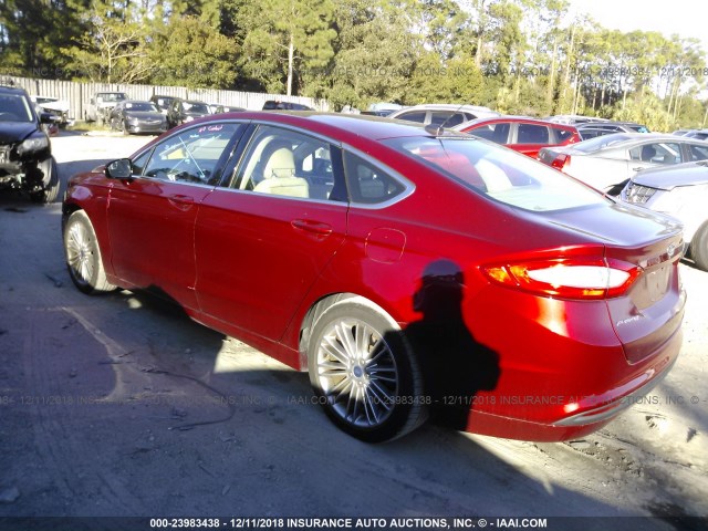 3FA6P0HD3ER397617 - 2014 FORD FUSION SE BURGUNDY photo 3