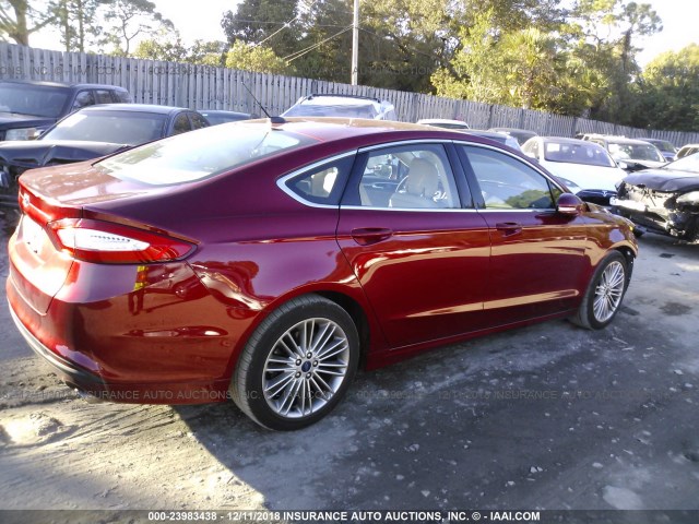 3FA6P0HD3ER397617 - 2014 FORD FUSION SE BURGUNDY photo 4