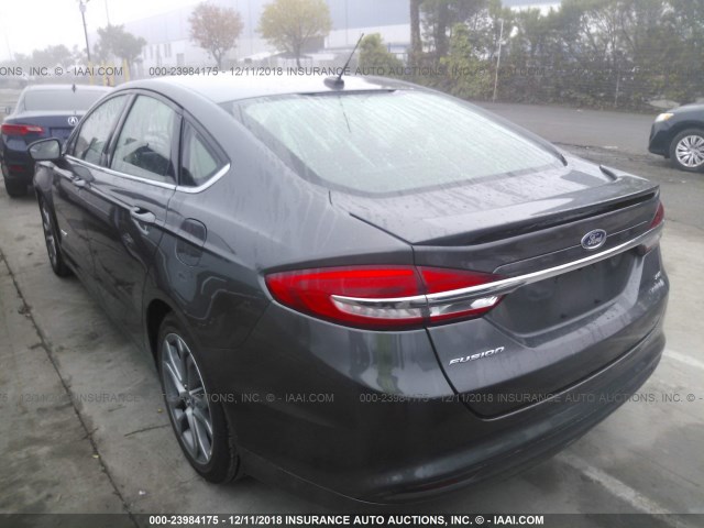 3FA6P0LU3HR315946 - 2017 FORD FUSION SE HYBRID GRAY photo 3