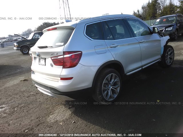 5UXWX9C30H0W74532 - 2017 BMW X3 XDRIVE28I SILVER photo 4