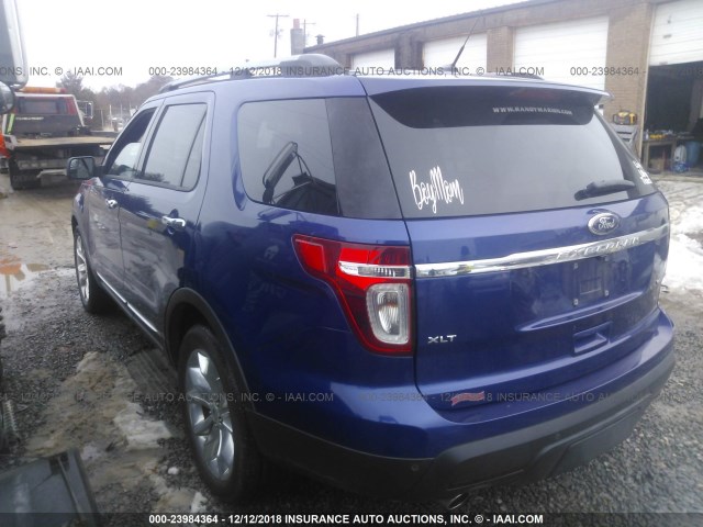 1FM5K7D80DGA10156 - 2013 FORD EXPLORER XLT BLUE photo 3