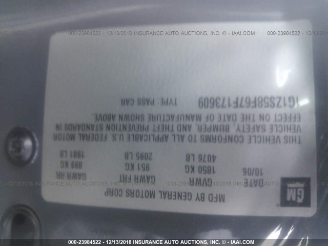 1G1ZS58F67F173609 - 2007 CHEVROLET MALIBU LS 灰色 照片 9