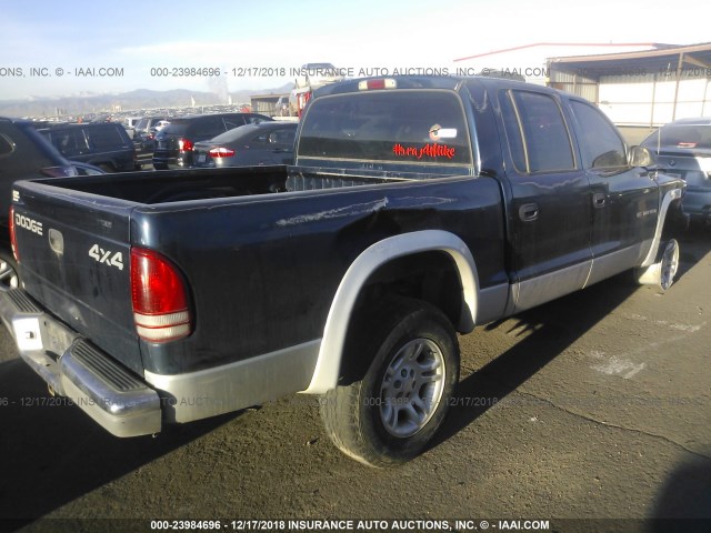 1B7HG2AN91S262691 - 2001 DODGE DAKOTA QUAD BLUE photo 4