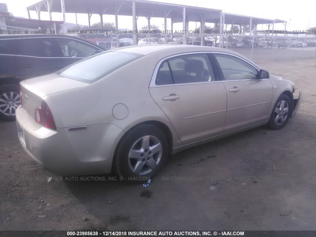 1G1ZG57B28F249358 - 2008 CHEVROLET MALIBU LS GOLD photo 4
