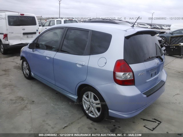 JHMGD38658S057399 - 2008 HONDA FIT SPORT BLUE photo 3