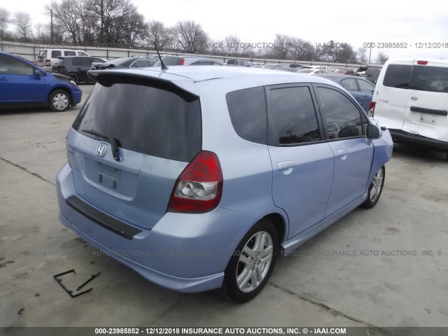 JHMGD38658S057399 - 2008 HONDA FIT SPORT BLUE photo 4