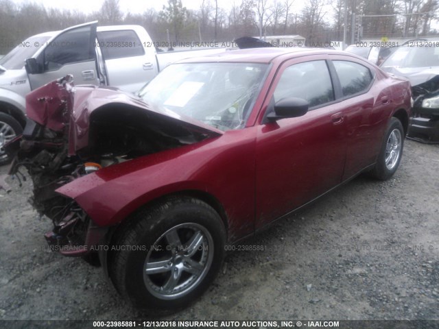 2B3KA43G07H784256 - 2007 DODGE CHARGER SE/SXT RED photo 2