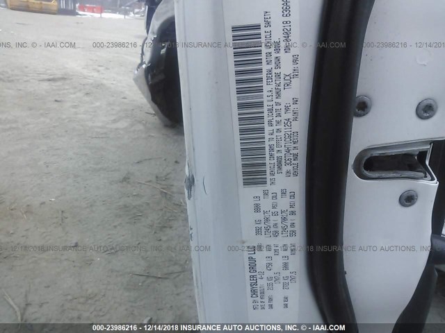 3C6TD4HT1CG211254 - 2012 DODGE RAM 2500 ST WHITE photo 9