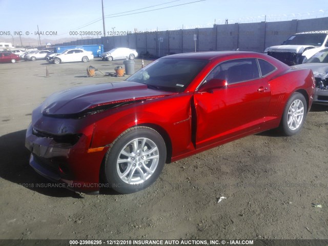 2G1FA1E38E9323640 - 2014 CHEVROLET CAMARO LS RED photo 2